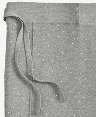 Women's Rhinestone Drawstring-Waist Knit Pants, Macy's Exclusive