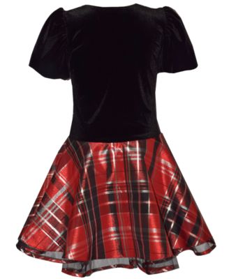Girls' 7-16 Short Sleeve Plaid Hipster Dress