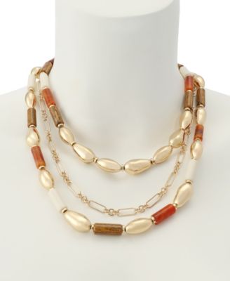 Mixed Stone Molten Beaded Layered Necklace