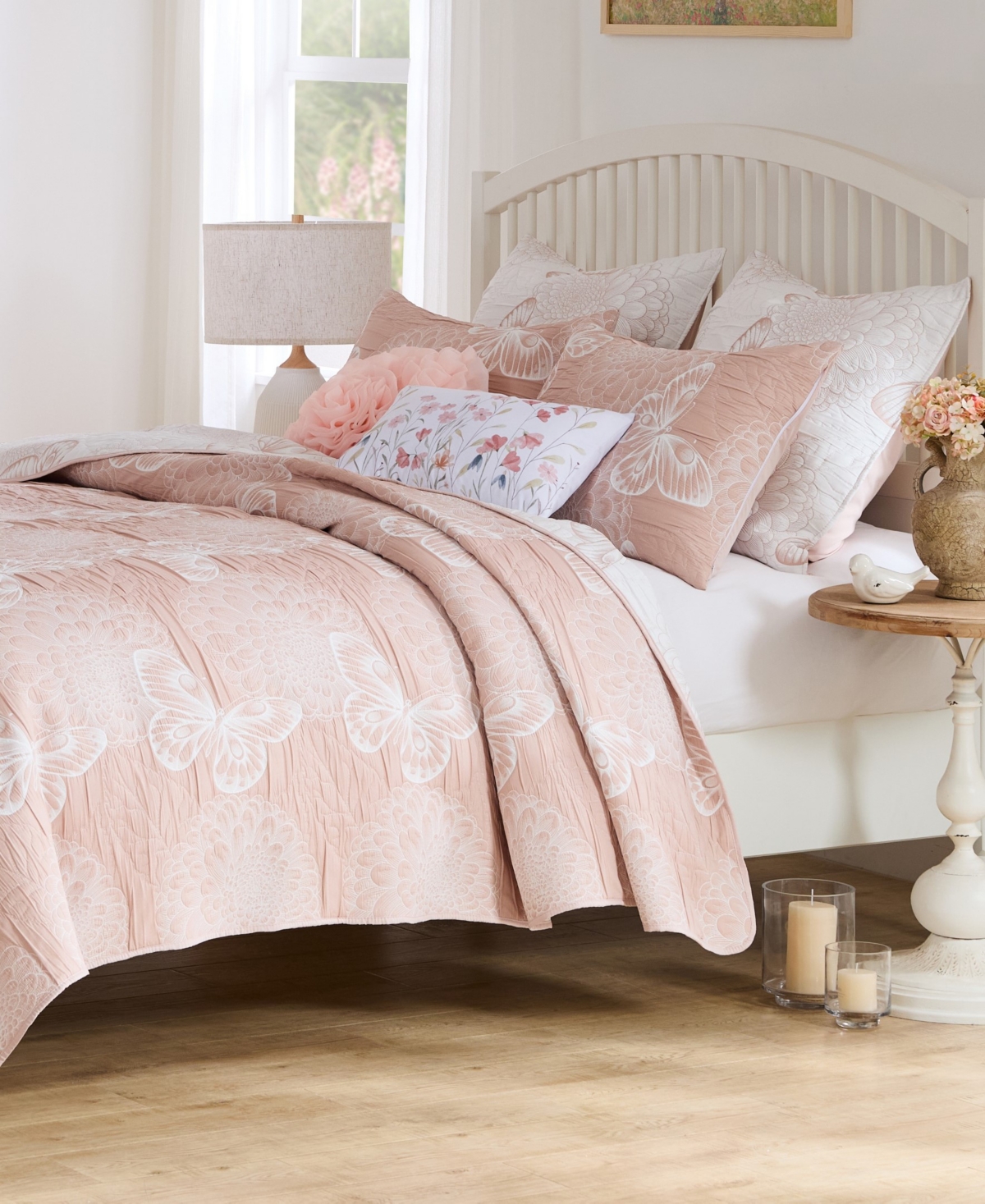 Greenland Home Fashions Mariposa Dahlia Matelasse 2-pc. Coverlet Set, Twin In Neutral
