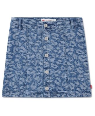 Levi's - Girls 7-16 Leopard Denim Button Front Skirt