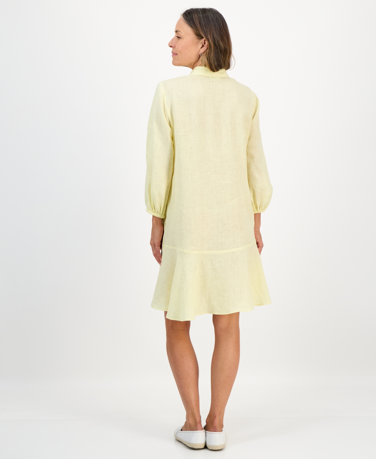 Charter Club Petite Linen Drop-Waist 3/4-Sleeve Dress, Macy's Exclusive