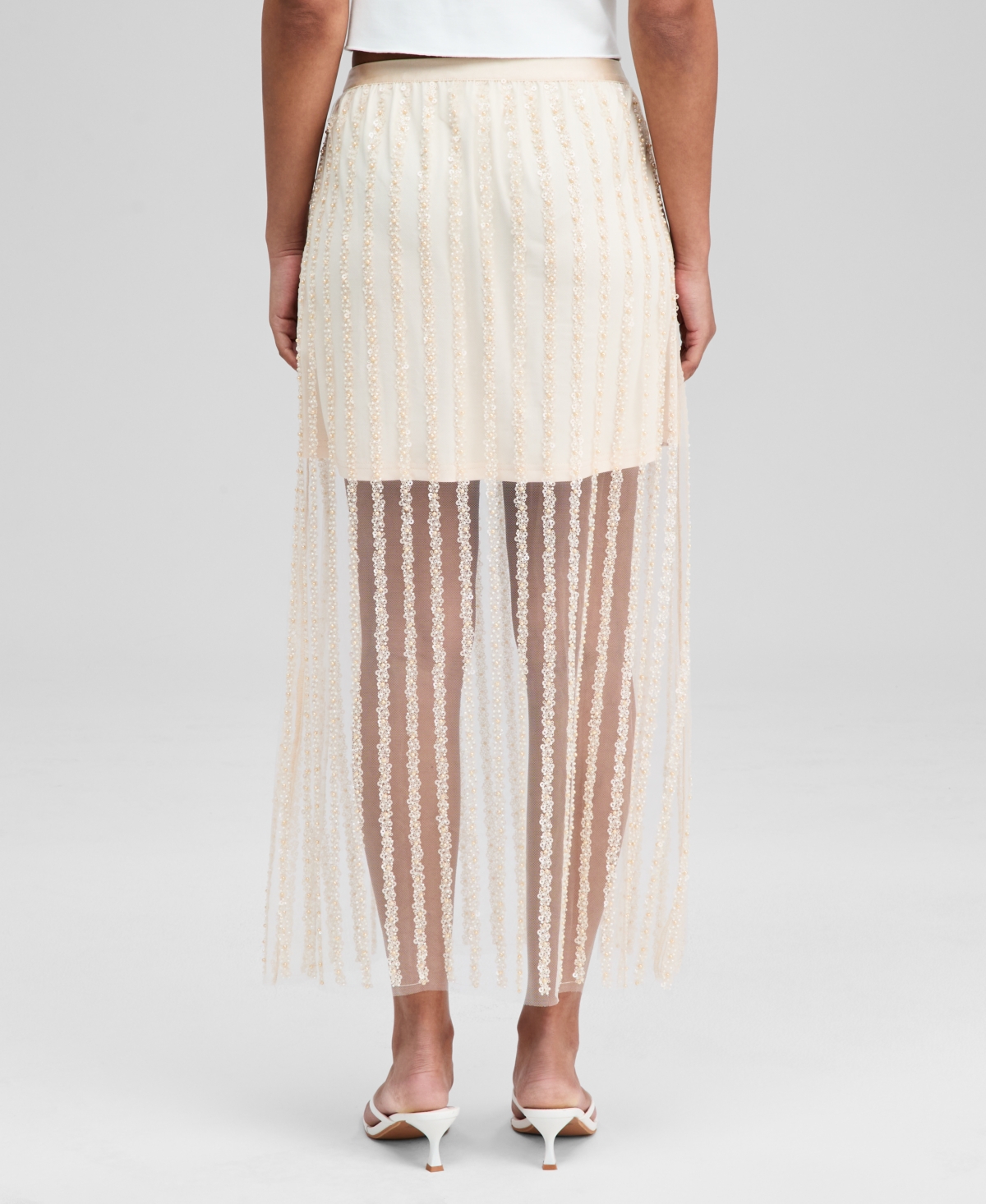And Now This Women's Sequin-stripe Maxi Skirt, Macy's Exclusive In White
