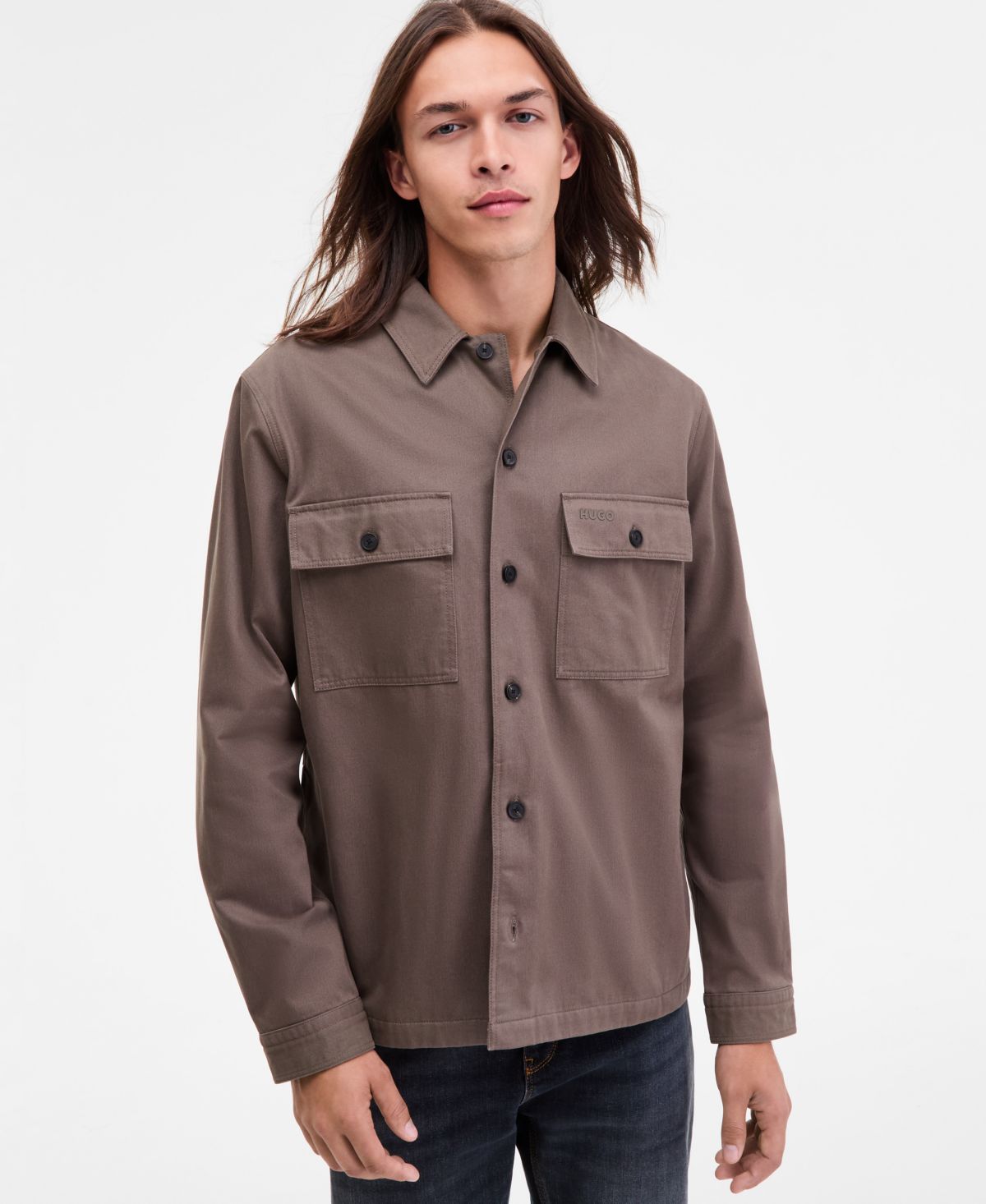 Мужская рубашка Epoldo Oversize-Fit с длинным рукавом