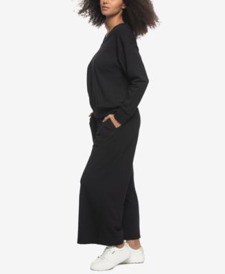 Women's Regular Kimora French Terry V-Neck Sweatshirt with Wide Leg Pants