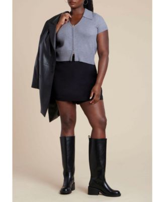 Women's Cropped Zip Up Polo Sweater