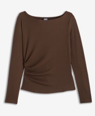 Petite Rib-Knit Asymmetric Top, Macy's Exclusive 