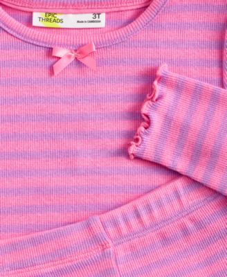 Girls Toddler 2T-4T Striped Rib Top and Pants, 2-Piece Set, Macy's Exclusive