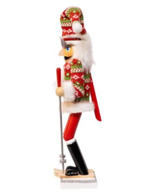 Delightful 15" Ski Santa with Christmas Sweater Nutcracker