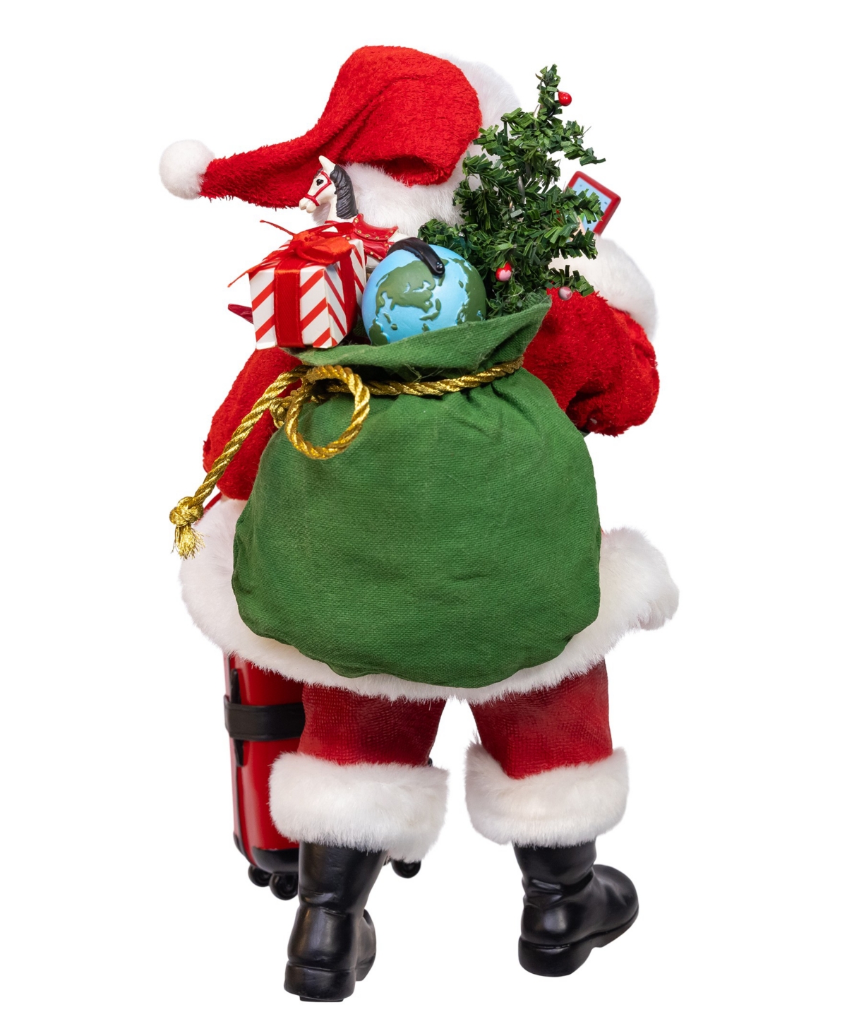 Kurt Adler 10.5-inch Fabriche Santa With Luggage, 2-piece Set In Red