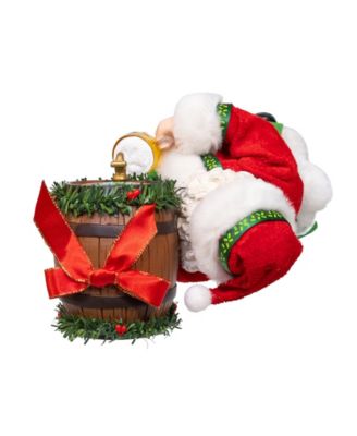 Fun and Festive 10.5" Fabrich&eacute; Beer Santa with Barrel