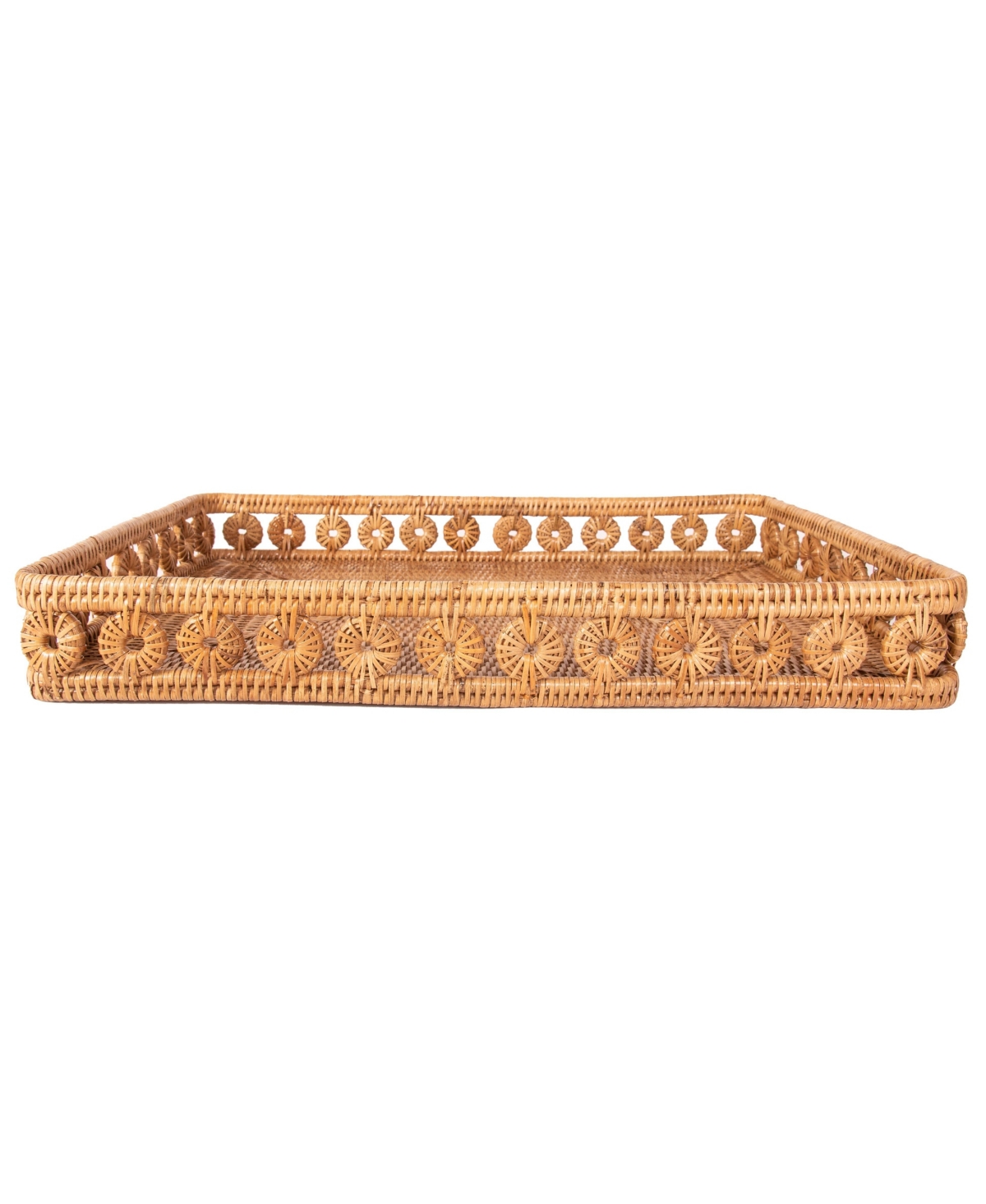 Artifacts Rattan Inna Design Rectangular Tray With Glass Insert