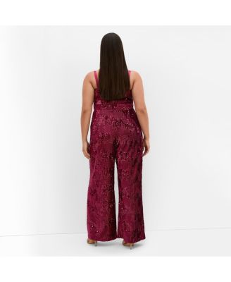 Plus Size Glimmer Sequin Strapless Jumpsuit