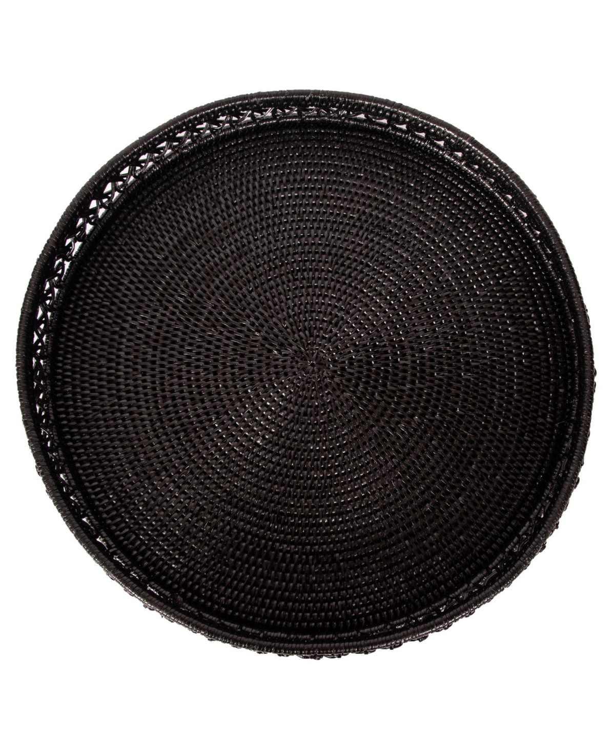 Artifacts Rattan Seca Design Round Tray 19" With Glass Insert