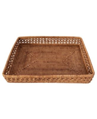 Artifacts Trading Company Artifacts Trading Company Rattan Seca Design Rectangular Tray with Glass Insert