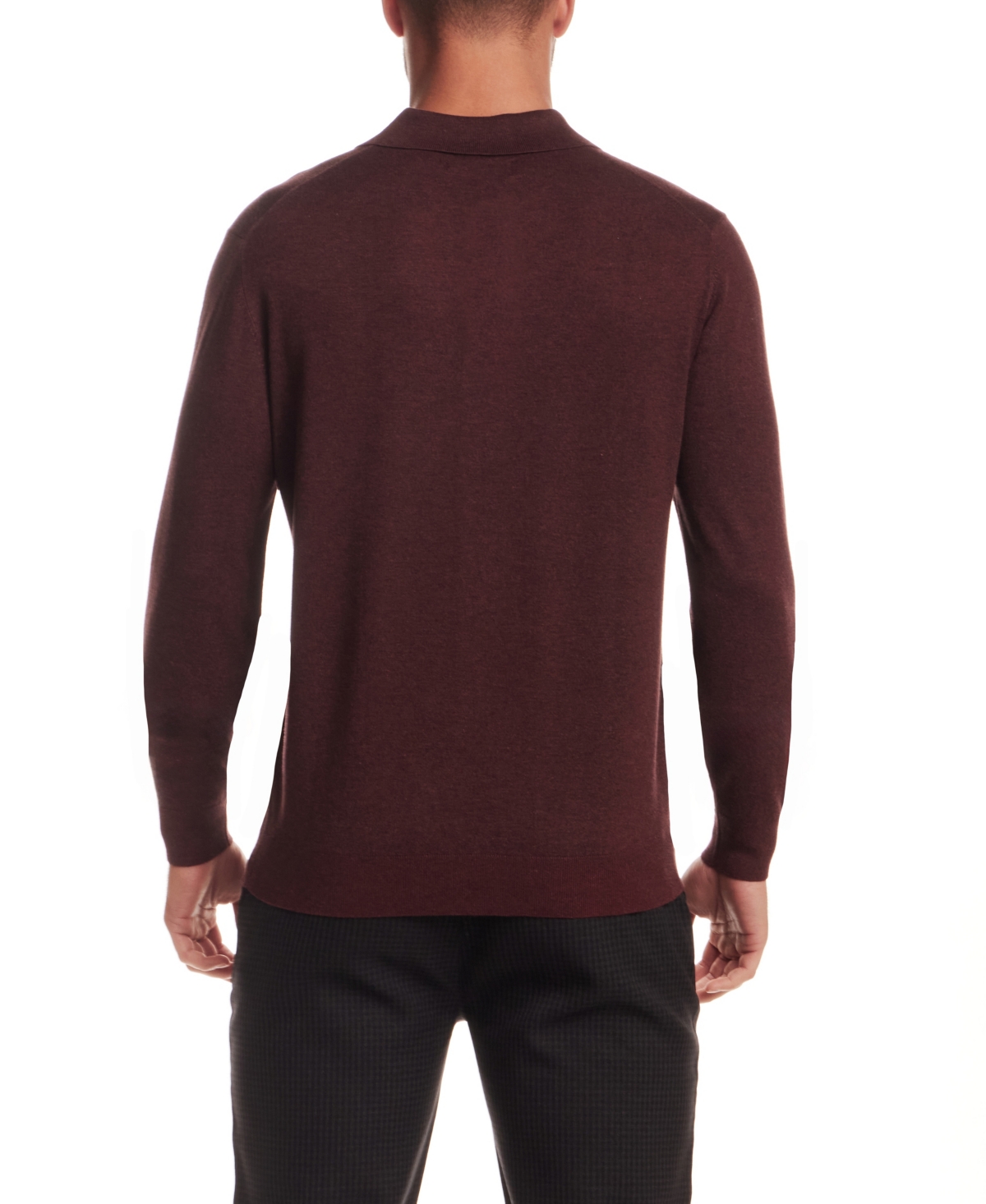 Vintage & Black Men's Long Sleeve Polo Sweater In Red