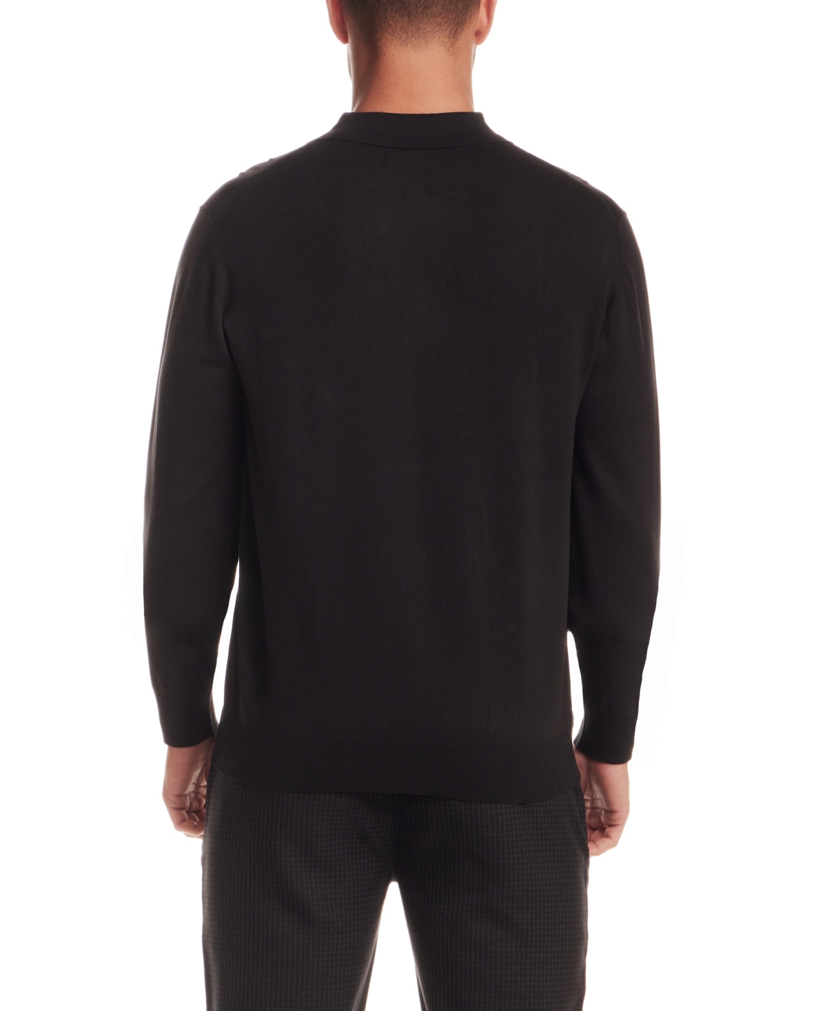 Vintage & Black Men's Long Sleeve Polo Sweater In Black