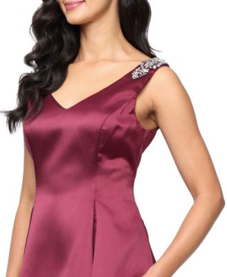 Women's A-Line Sleeveless Shoulder Embellished Dress