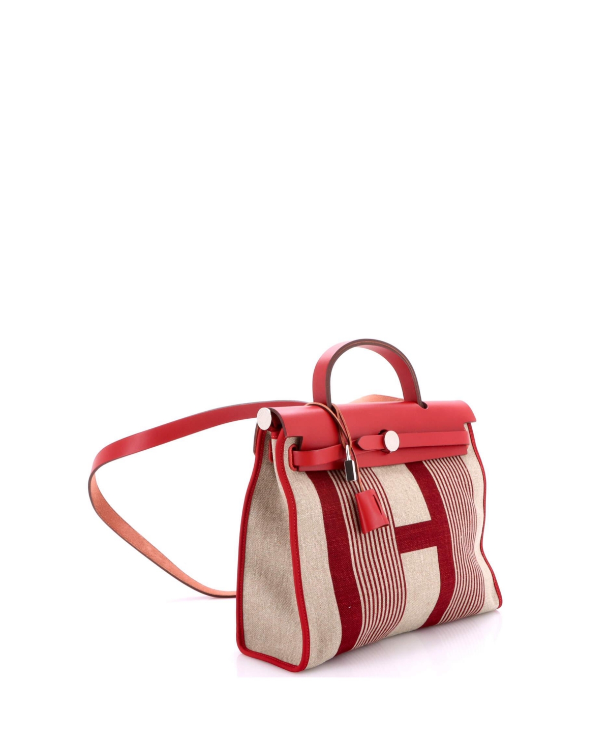 Pre-Owned HERMA‰S 31 Herbag Zip H Vibration Toile and Leather
