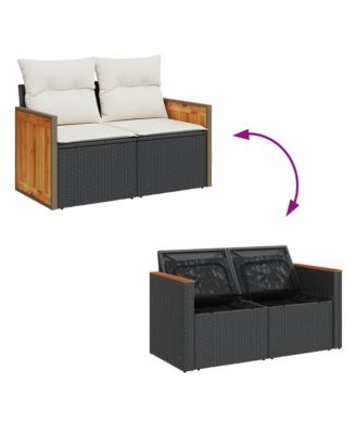 Garden Sofa Black PE rattan 2-seater Modular Garden Sofa