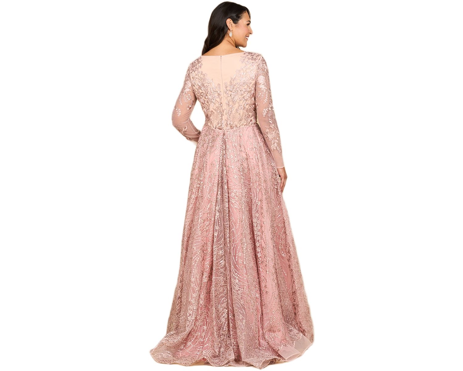 Women's Long Sleeve Gown with Overskirt