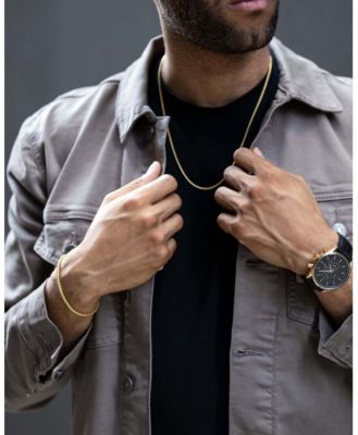 Men's 2mm Box Chain Necklace, 14K Gold Plated Sterling Silver