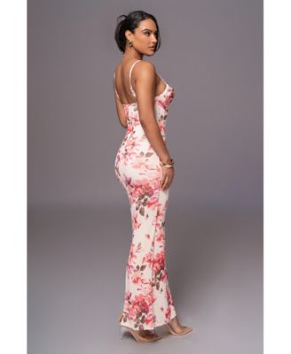 Women's Ivory Floral Slinky maxi dress