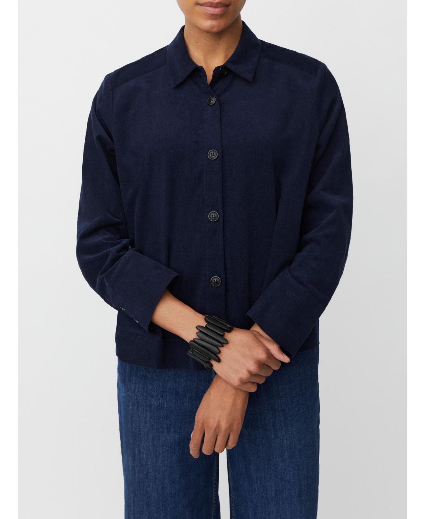 Женская рубашка Masai Copenhagen Long Sleeve Collared Velvet, цвет: Тёмно-синий — фото 8
