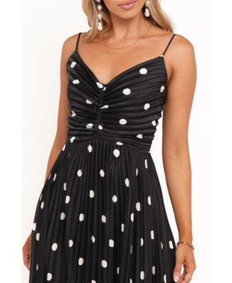 Women's Naira Pleated Maxi Dress - Black Polka Dot 14