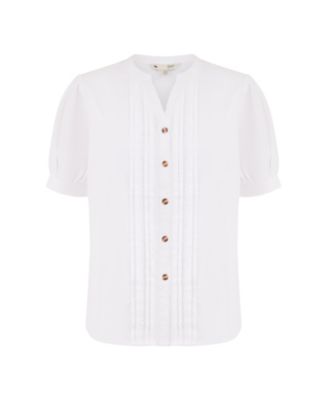 Women's Cotton Pleated Short Sleeve Shirt