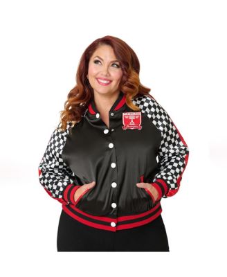 Plus Size Satin Bomber Jacket