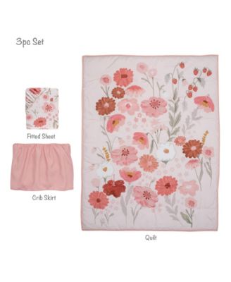 Flower Power 3-Piece Floral Baby Nursery Crib Bedding Set