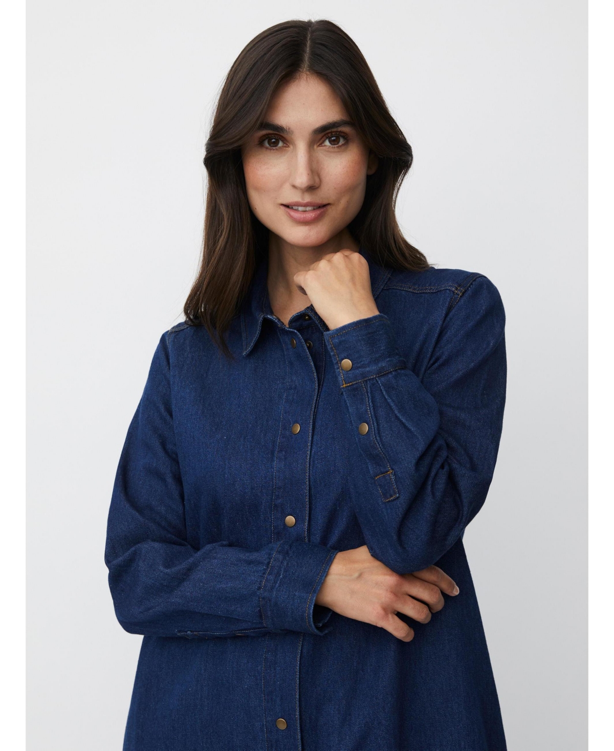 Masai Copenhagen Women's Denim Long Sleeve Collared Shirt