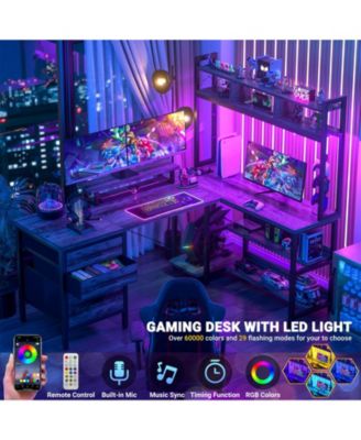 59'' W L-Shaped Computer Desk with Tall Hutch,Corner Desk