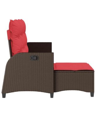 Reclining Patio Sofa with Cushions L-shaped Brown Poly Rattan