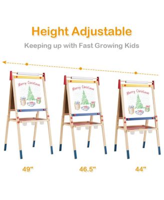 All-in-One Wooden Kid's Art Easel Height Adjustable Paper Roll