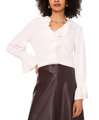 Women's Double Ruffle V-Neck Top