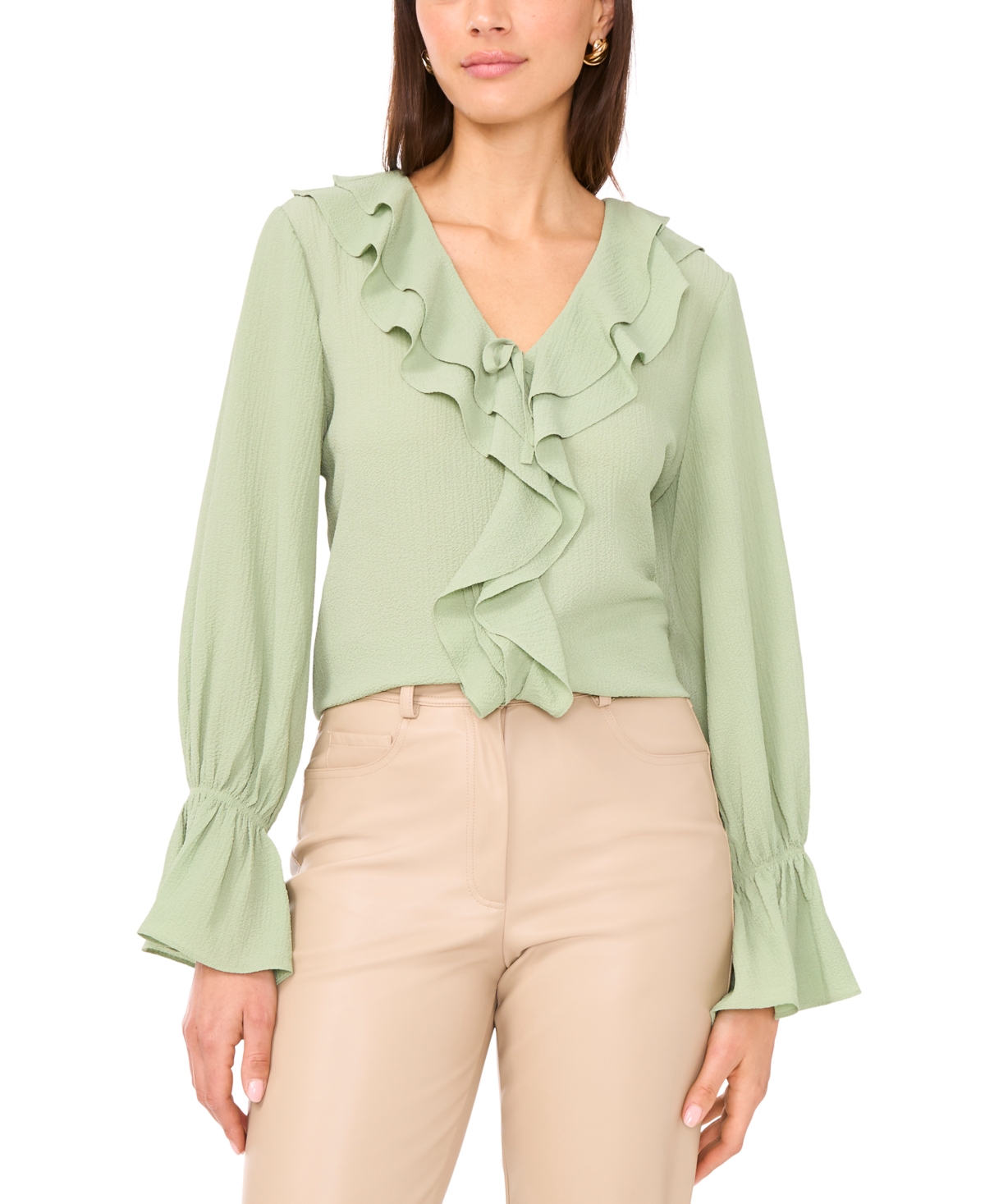 Vince Camuto Women's Double Ruffle V-Neck Top