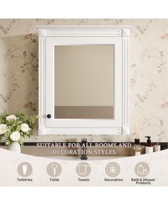 24" x 27" MDF Adjustable Shelf & Soft-Close Hinges Wall-Mounted Mirror Cabinet