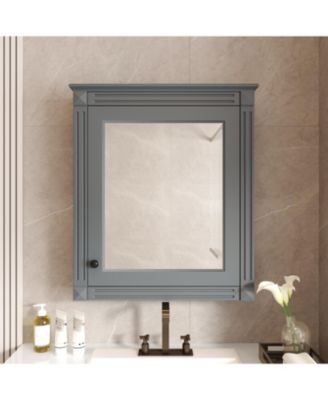 24" x 27" MDF Adjustable Shelf & Soft-Close Hinges Wall-Mounted Mirror Cabinet