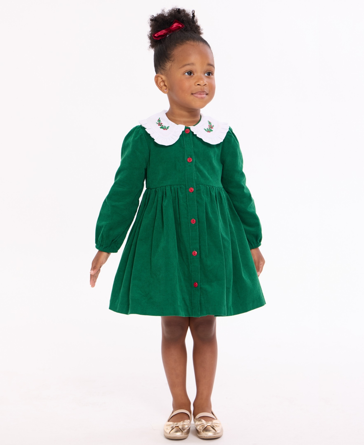 Bonnie Baby Baby Girls Long Sleeves Gingerbread Collar Dress