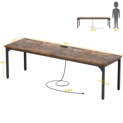 8.8'' W Rectangle Computer Desk, Wood Top Study Workstation