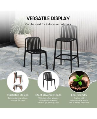 3-Piece Patio Adjustable Bar Table with Stackable Patio Bar Stools