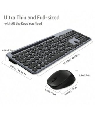 Wireless Keyboard And Mouse Combo - Full-Sized Ergonomic Keyboard With Holder, 2.4GHz Silent Cordless Set For Windows Laptop, PC, Desktop - Grey