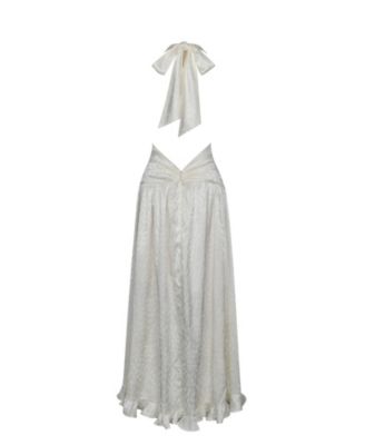 Women's Nalani Floral Ivory Ruffled Halter Maxi Dress