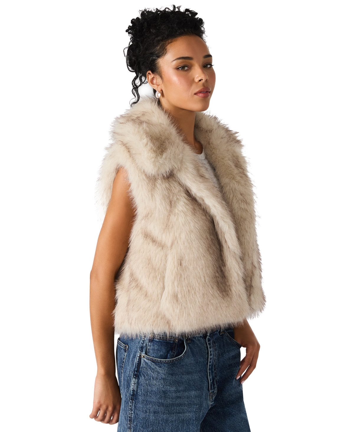 Steve Madden Women's Safira Faux Fur Collared Vest