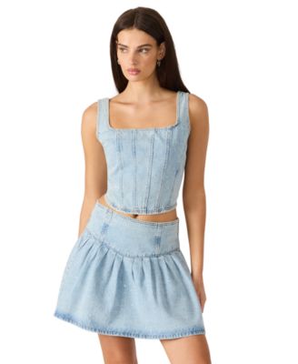 Women's Carlina Embellished Square Neck Denim Top