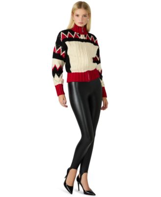 Women's Faux Leather Skinny Fit Stirrup Pants