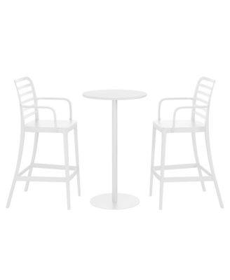 2-Person Adjustable Round Bar Table and Stackable Bar Stools Dining Set
