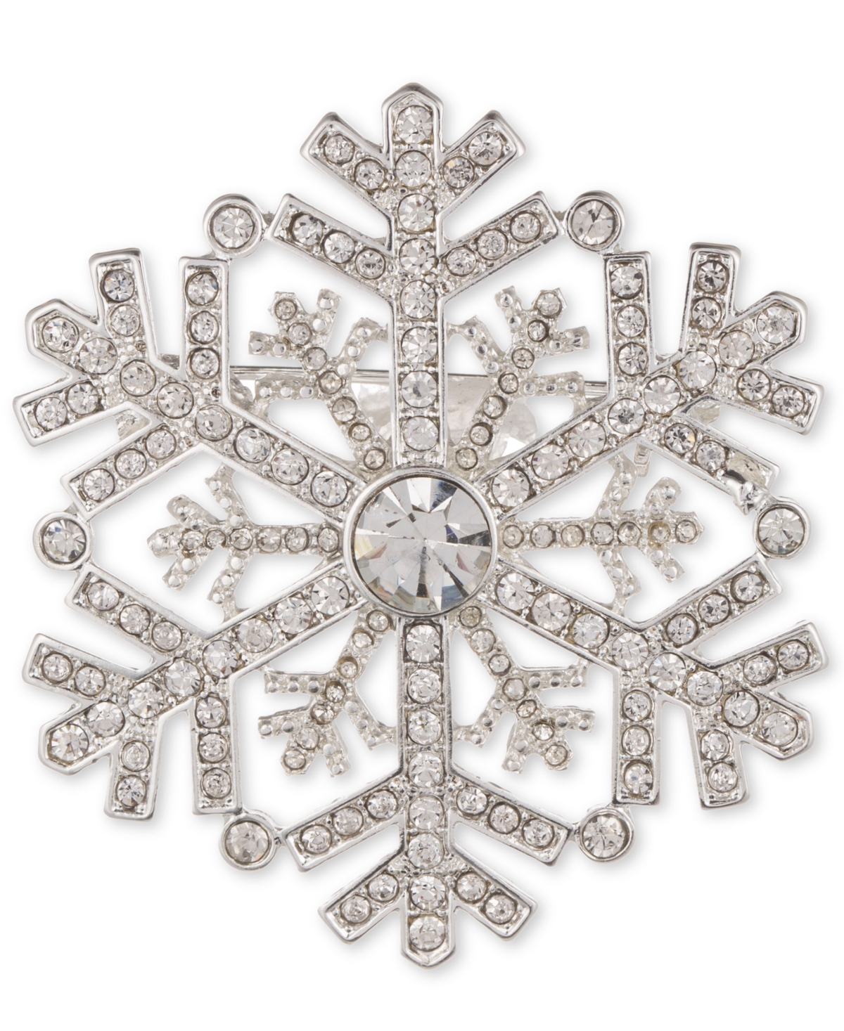 Anne Klein Crystal Silver-tone Snowflake Pin In White